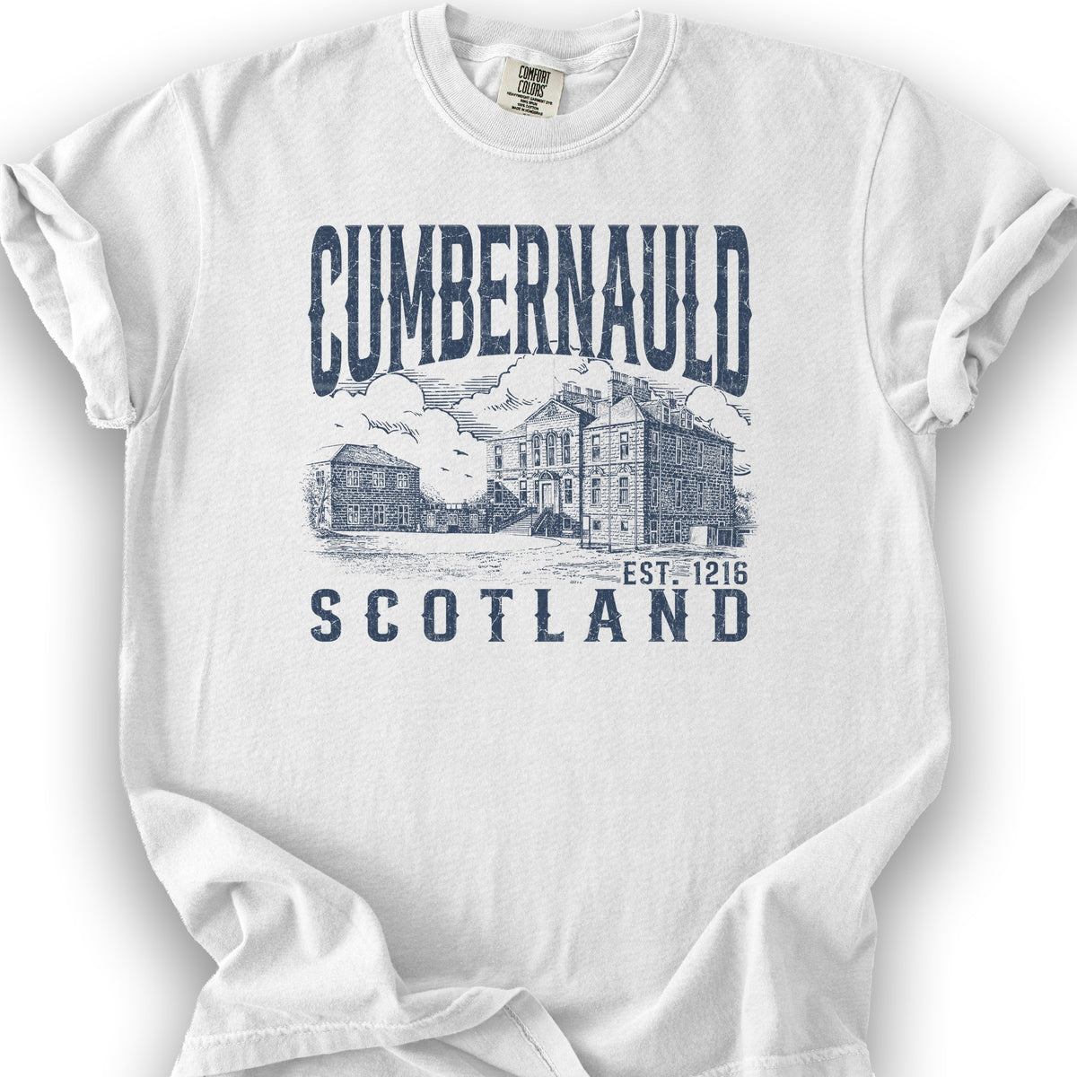 Cumbernauld Scotland Sketch T-Shirt - White