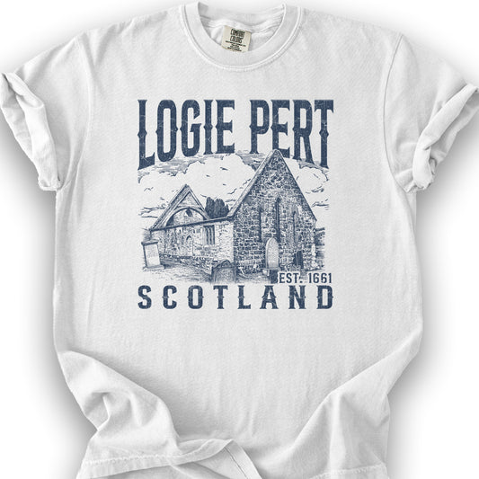 Logie Pert Scotland Sketch T-Shirt - White