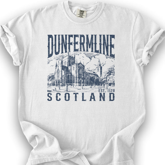 Dunfermline Scotland Sketch T-Shirt - White