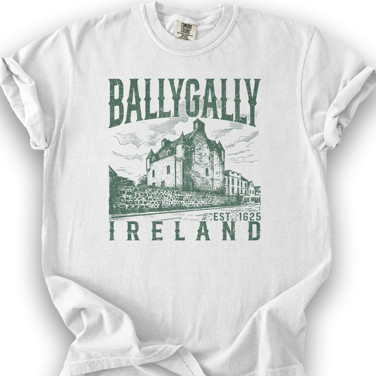Ballygally Ireland Sketch T-Shirt - White
