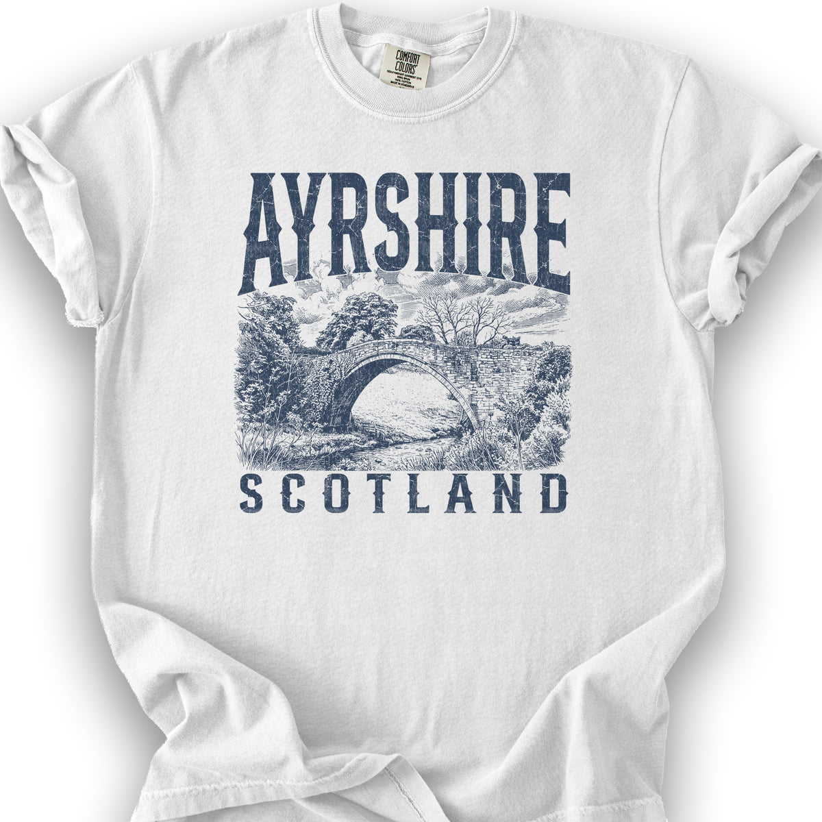 Ayrshire Scotland Sketch T-Shirt - White