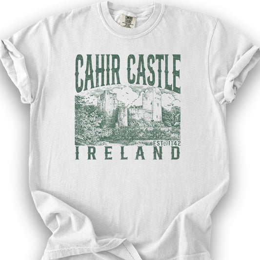 Cahir Castle Ireland Sketch T-Shirt - White