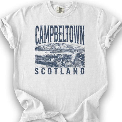 Campbeltown Scotland Sketch T-Shirt - White