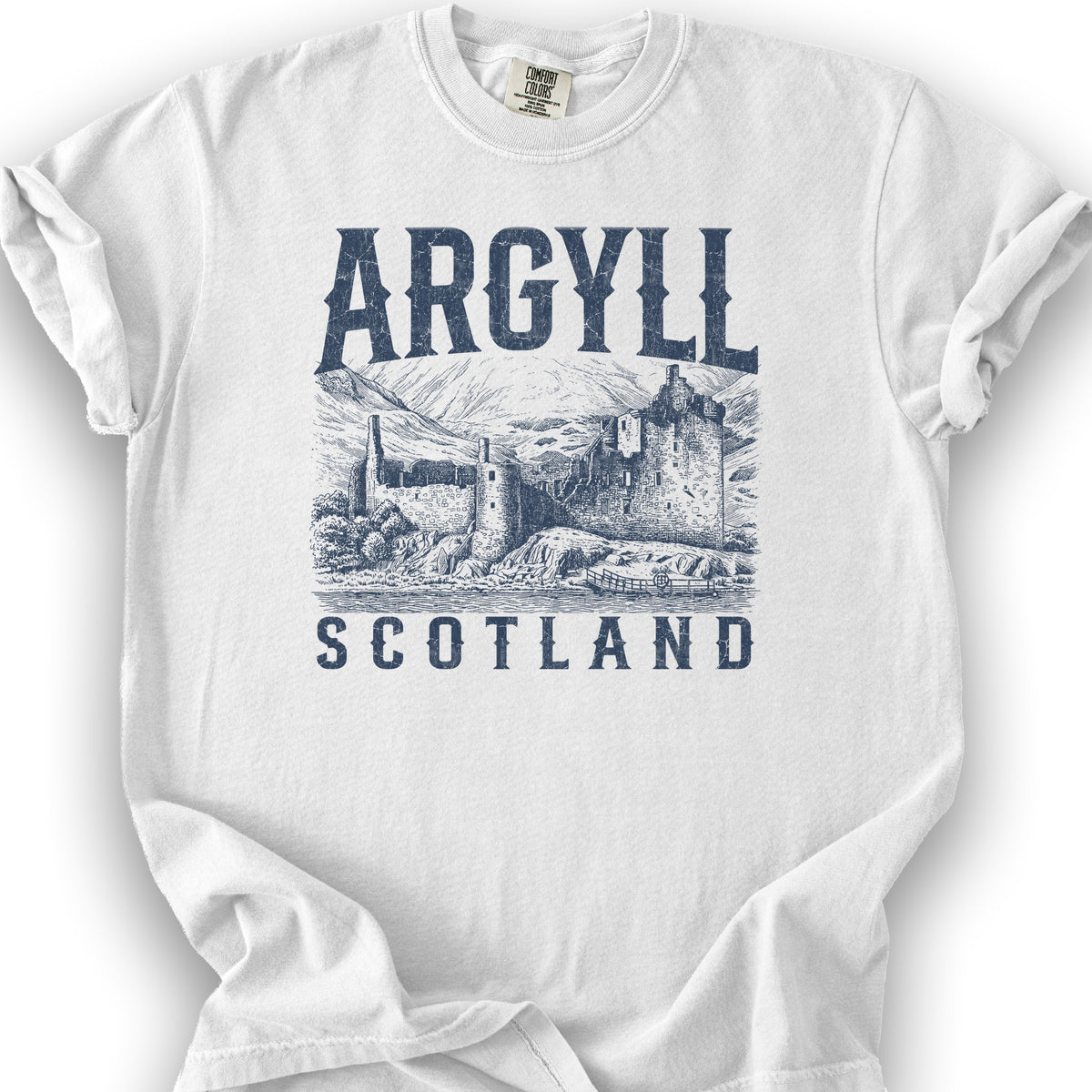 Argyll Scotland Sketch T-Shirt - White
