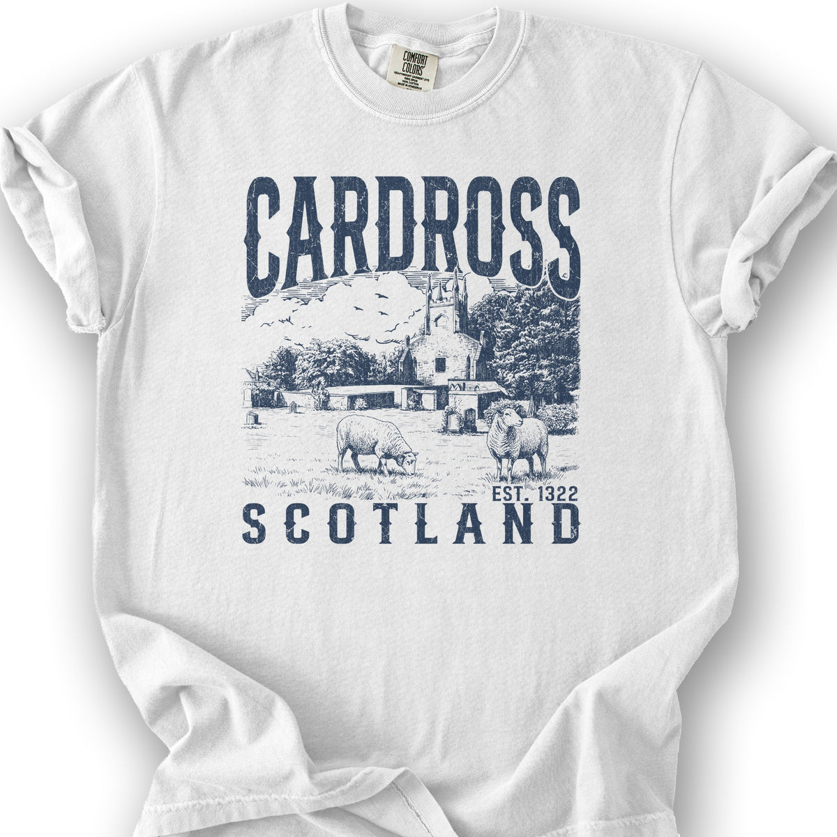 Cardross Scotland Sketch T-Shirt - White