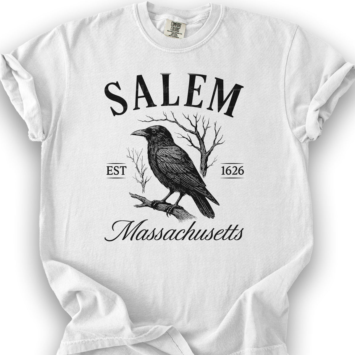 Salem Massachusetts Raven T-Shirt - White