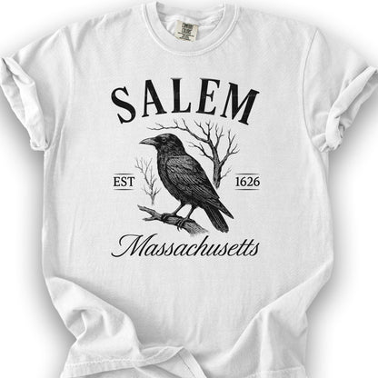 Salem Massachusetts Raven T-Shirt - White