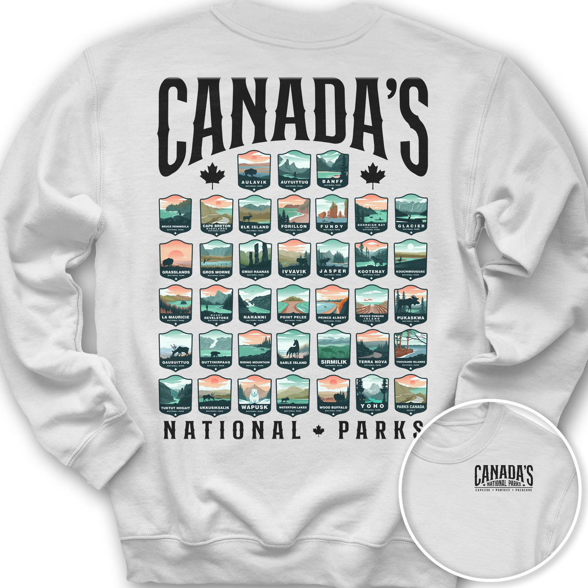 Canada's National Parks "Badges" Sweatshirt - White