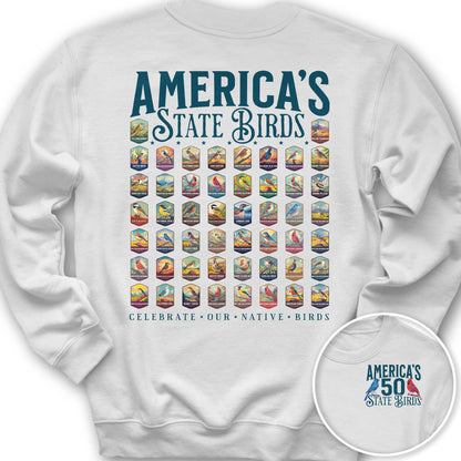 America's State Birds Front/Back Print Sweatshirt - White