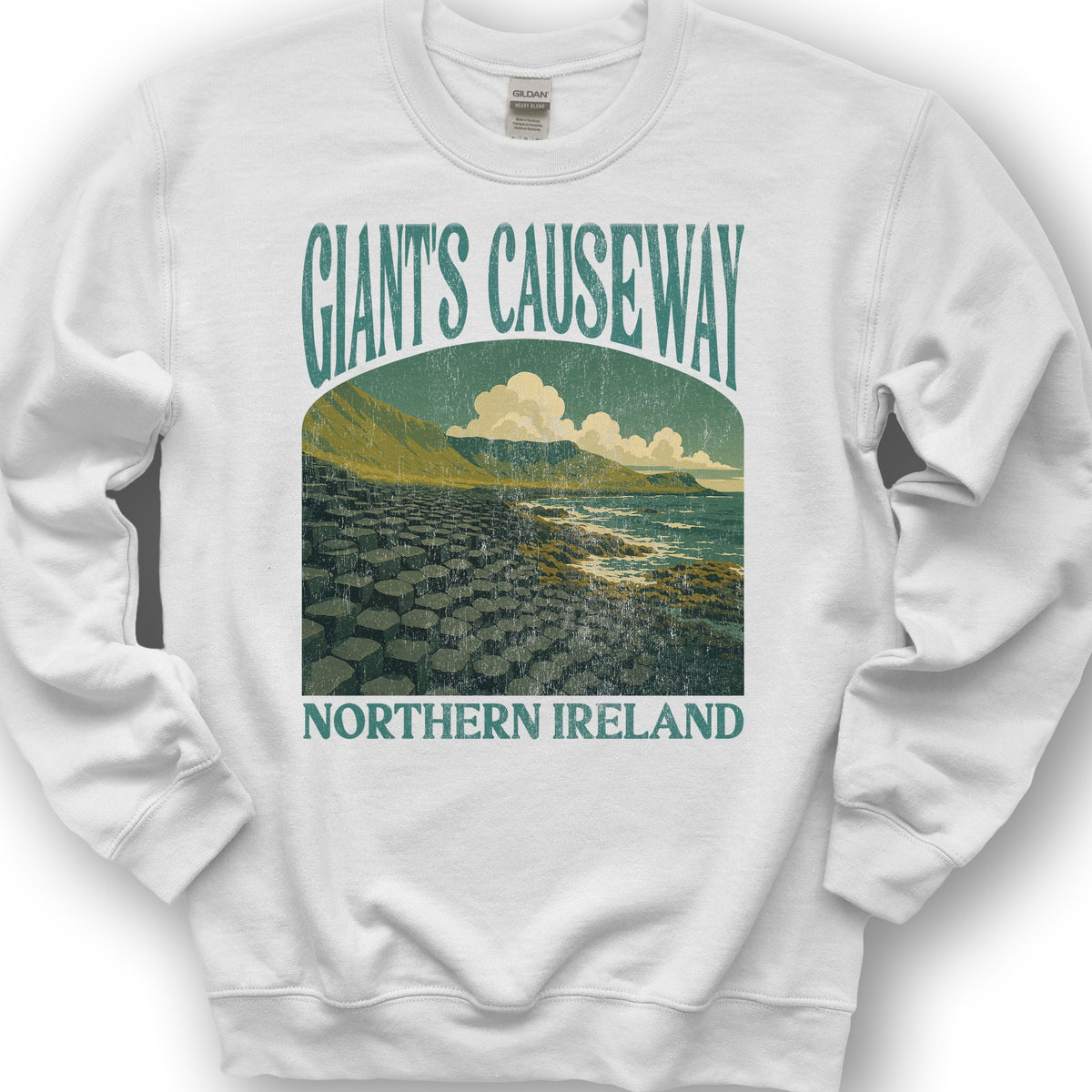 Giants Causeway Northern Ireland "Big and Bold" Sweatshirt - White