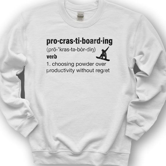 Procrastiboarding Snowboard Sweatshirt - White