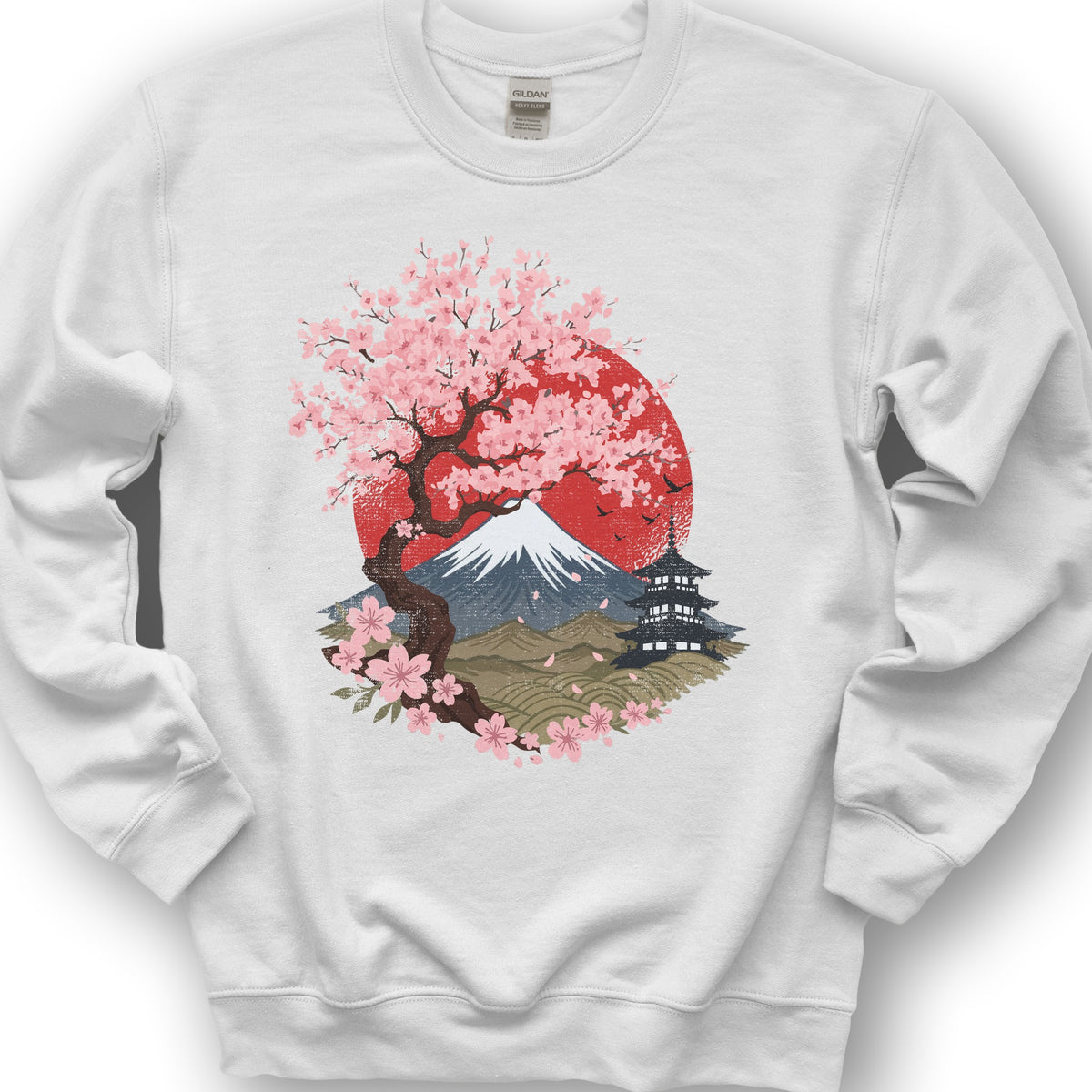 Mount Fuji Cherry Blossoms Sweatshirt - White