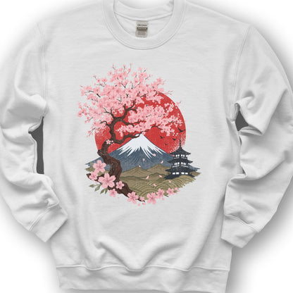 Mount Fuji Cherry Blossoms Sweatshirt - White