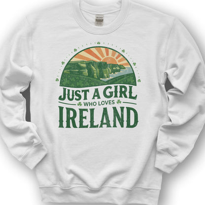 Just a Girl Who Loves Ireland Sweatshirt - White