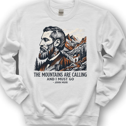 Mountains Calling John Muir Sweatshirt - White