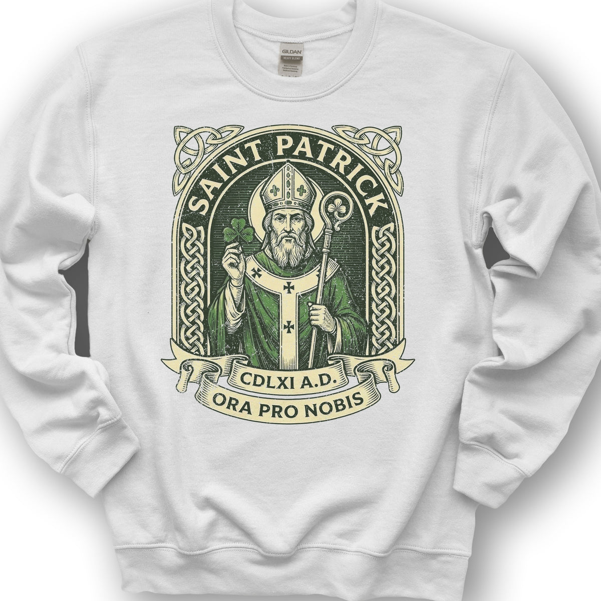 Saint Patrick Ora Pro Nobis Sweatshirt - White
