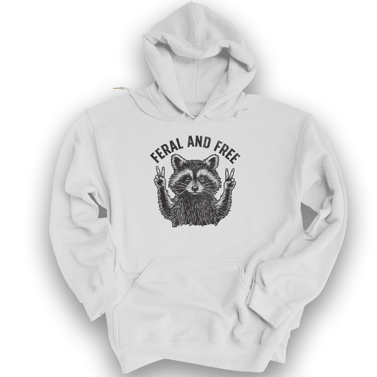 Feral and Free "Vintage Raccoon" Hoodie - White