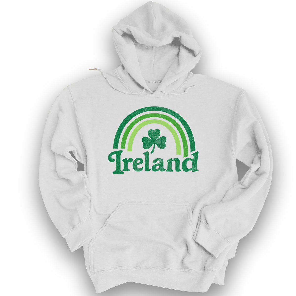 Ireland Rainbow Shamrock Hoodie - White