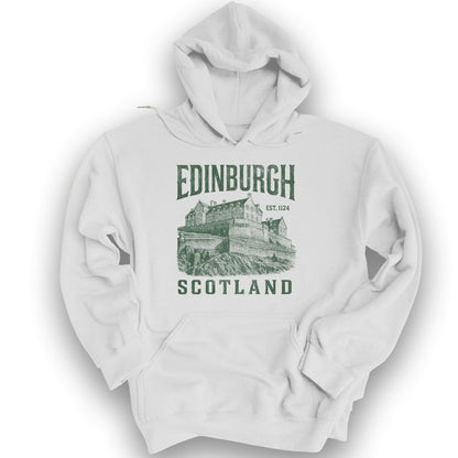 Edinburgh Scotland "Vintage Etching" Hoodie - White