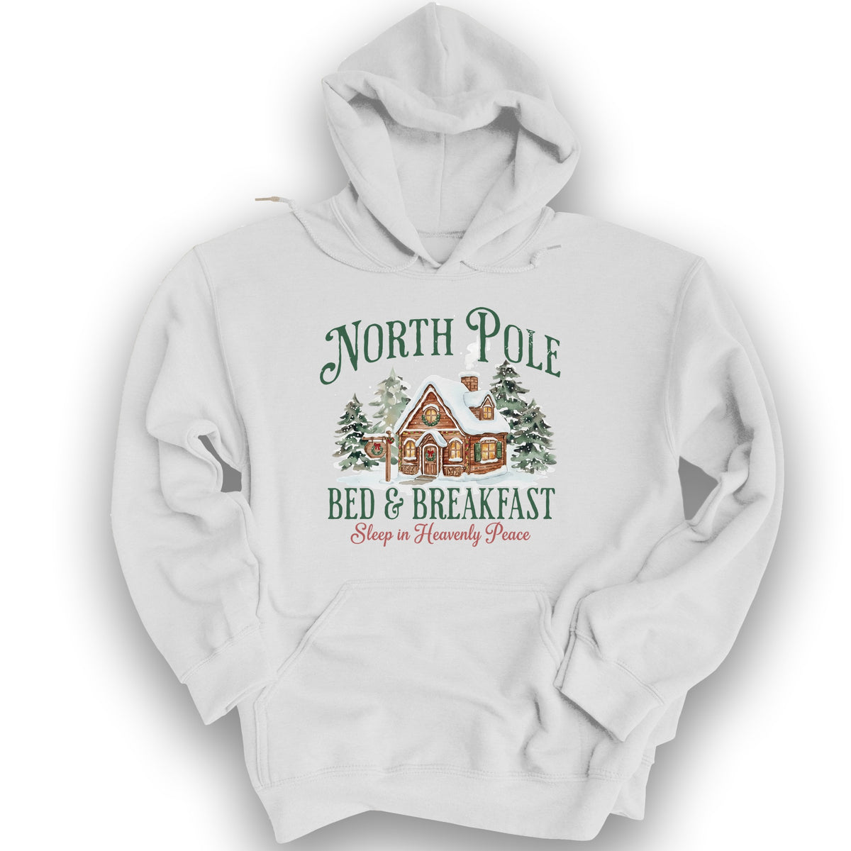 North Pole Bed and Breakfast "Heavenly Peace" Hoodie - White