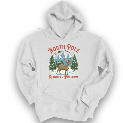 North Pole Reindeer Preserve Hoodie - White