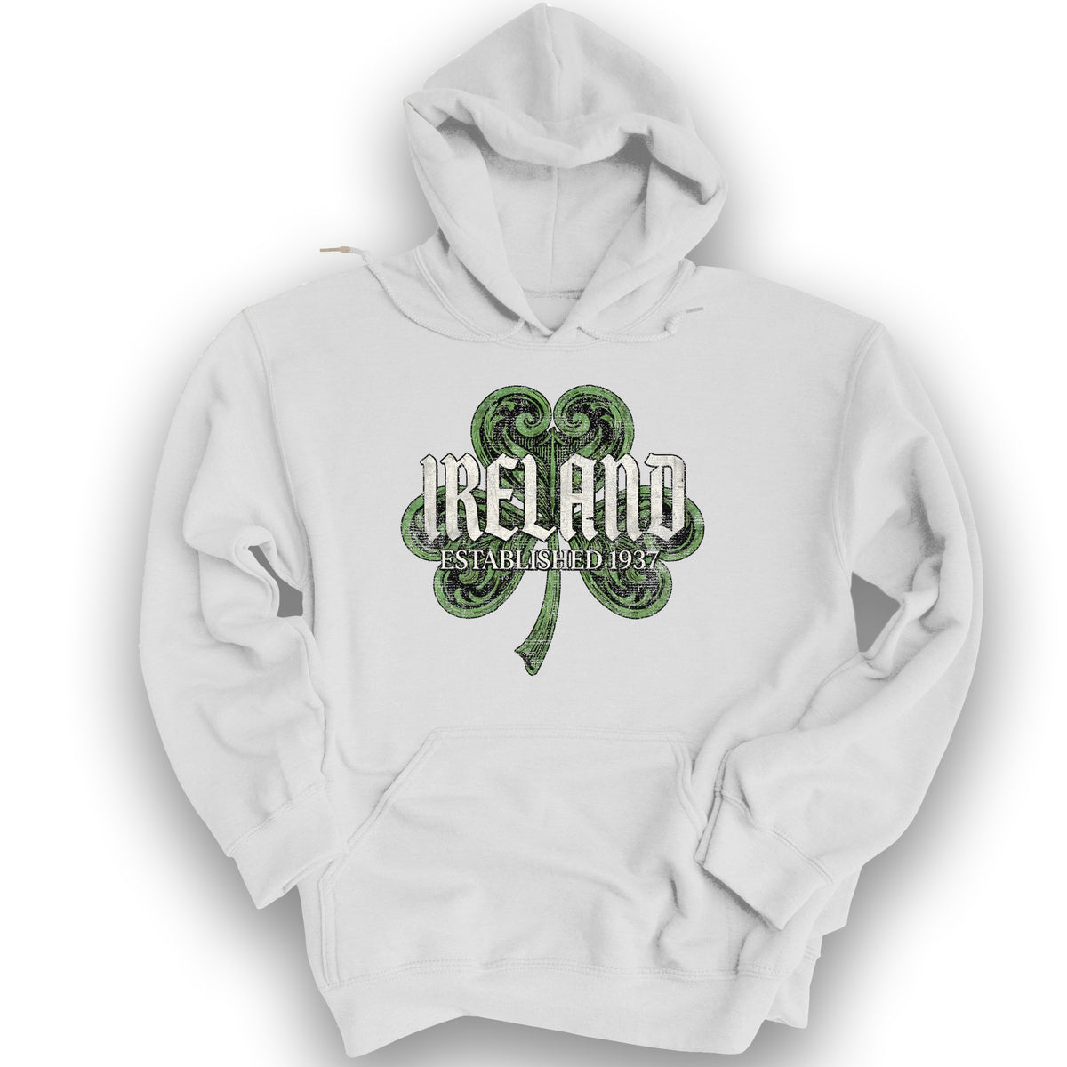 Ireland Gothic Shamrock Hoodie - White