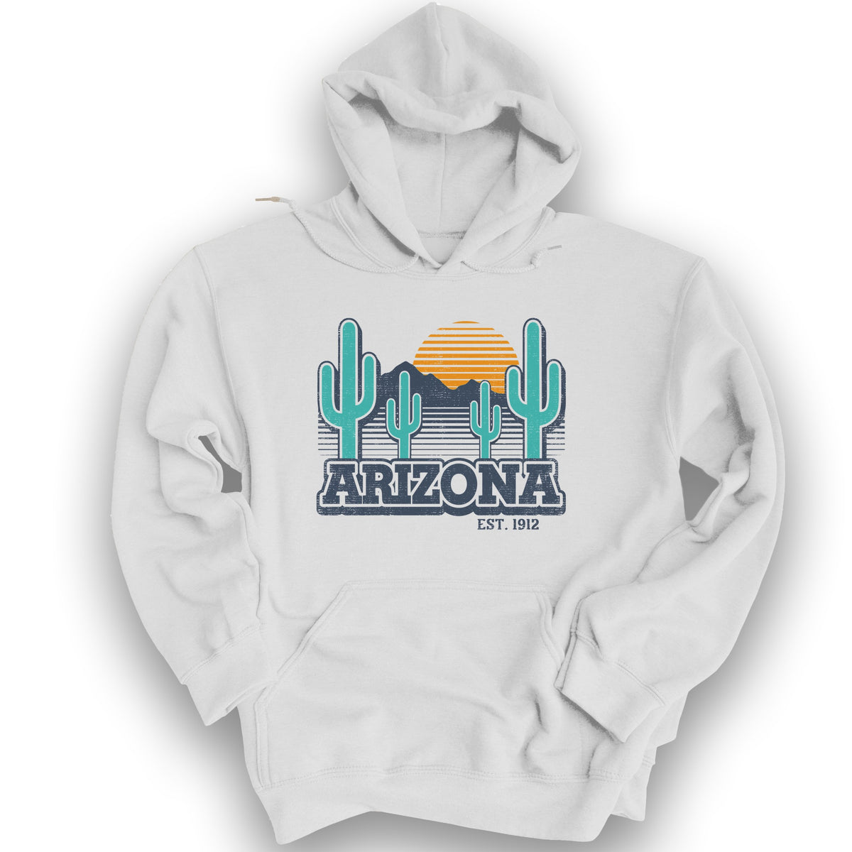 Arizona Retro Cactus Hoodie - White