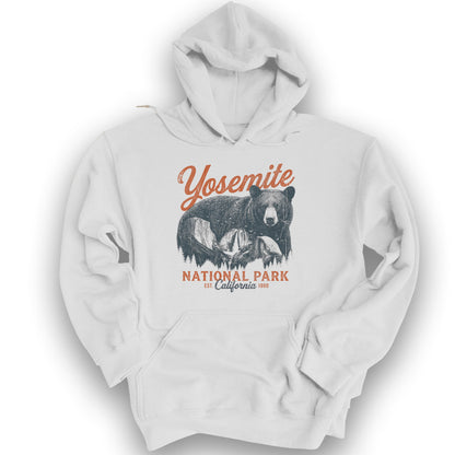 Yosemite Bear Etching Hoodie - White