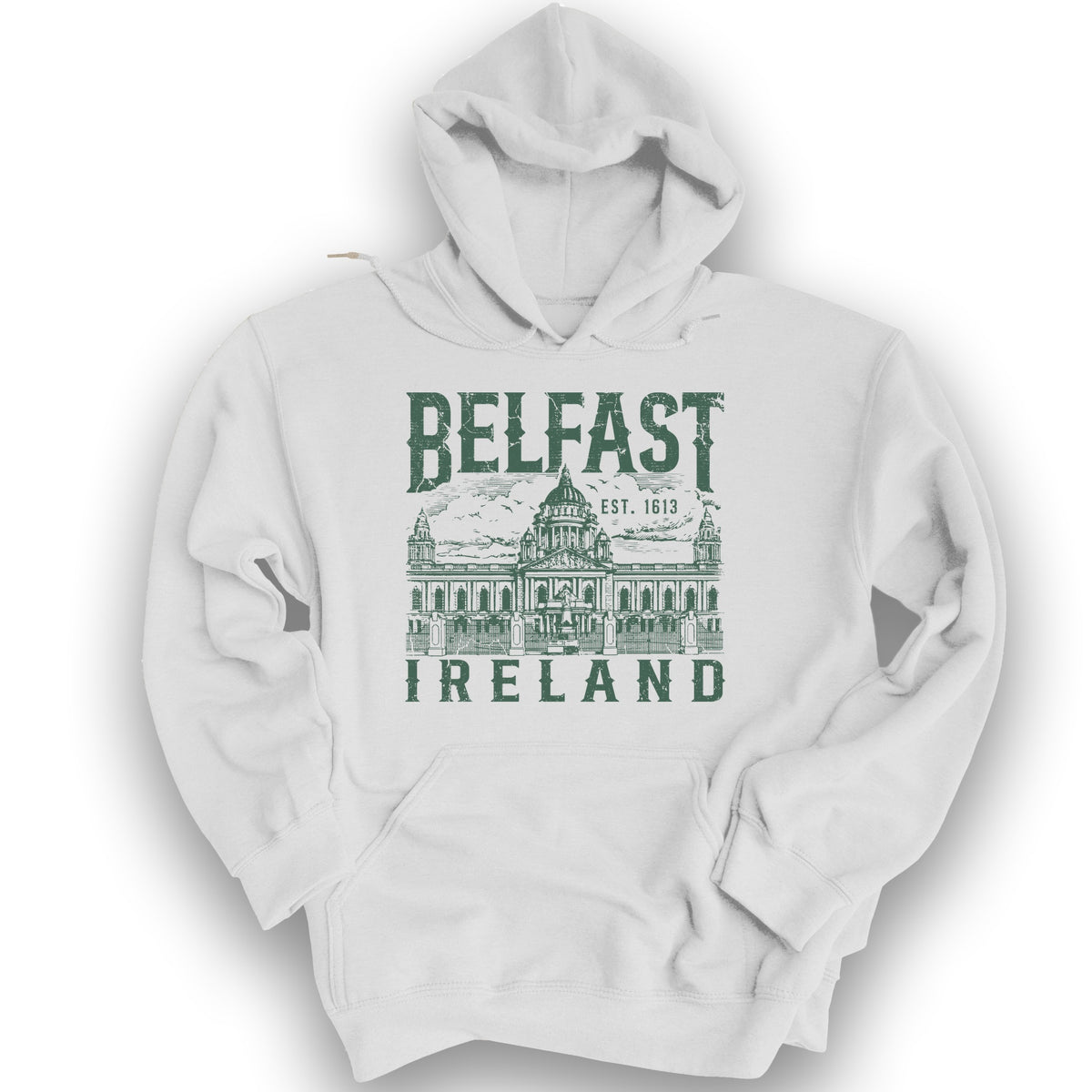 Belfast Ireland Hoodie - White