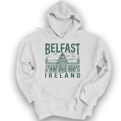 Belfast Ireland Hoodie - White