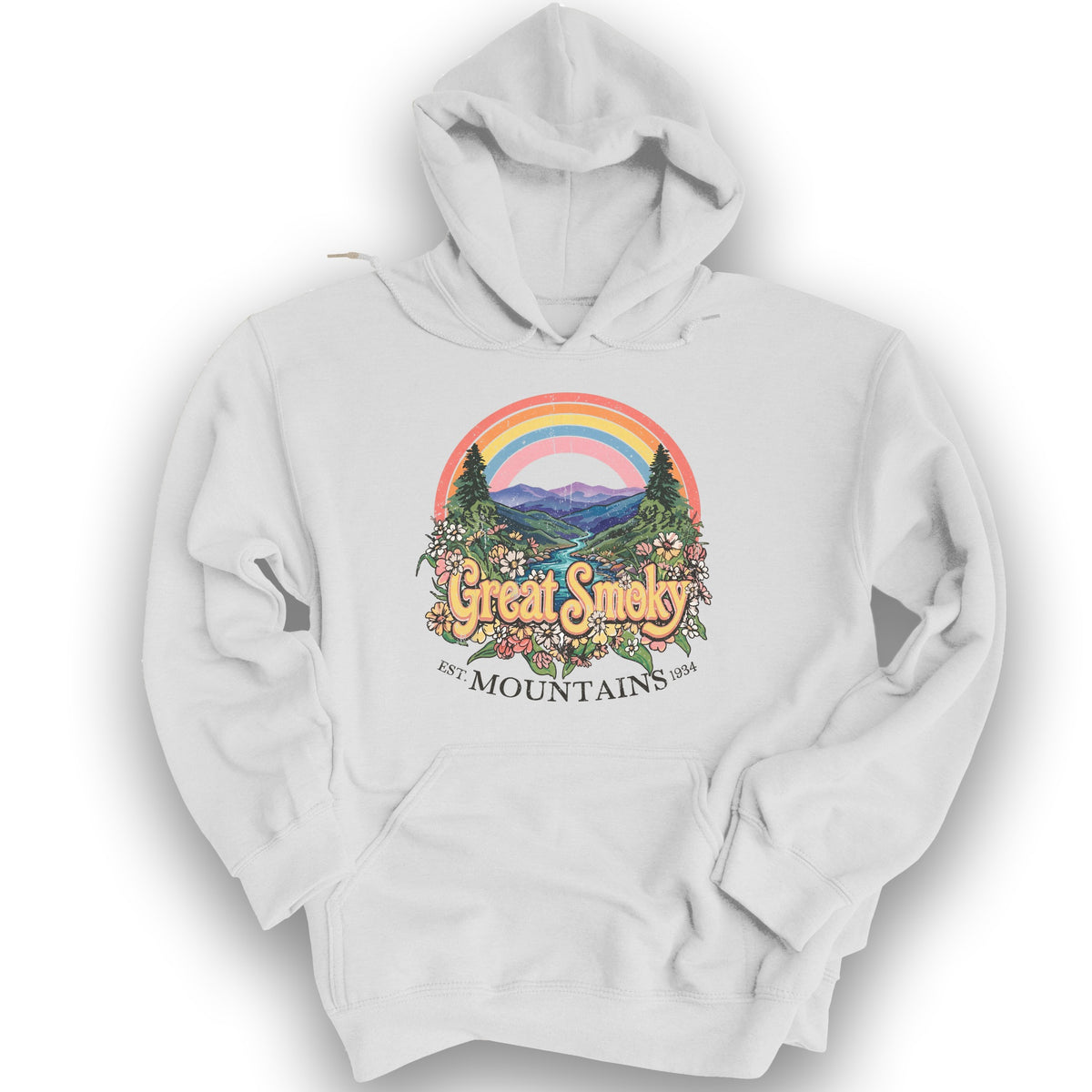 Smoky Mountains Rainbow Hoodie - White