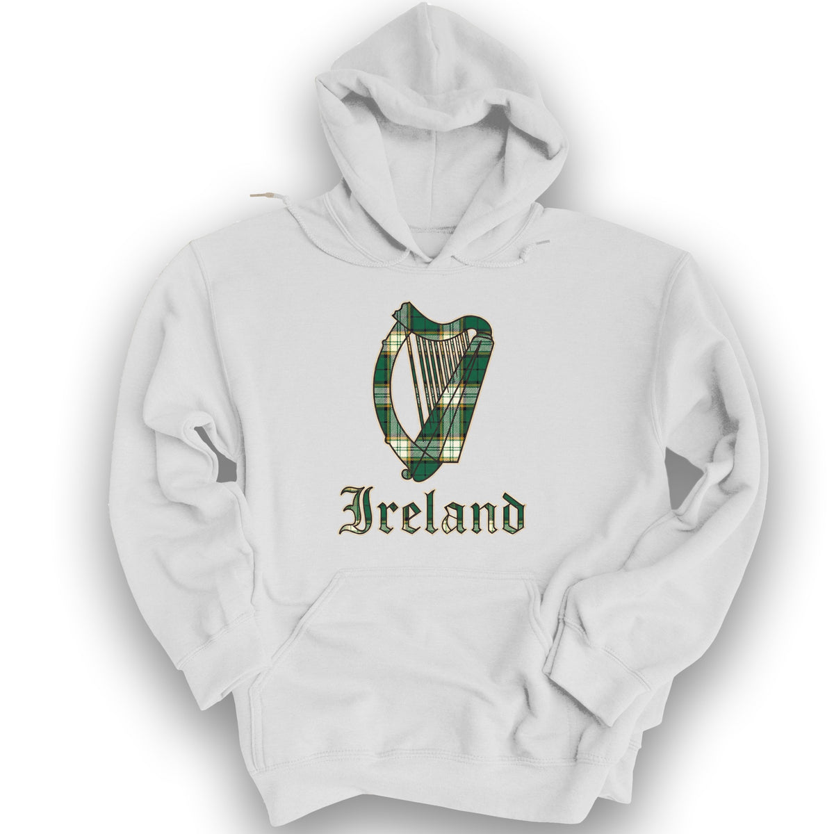 Ireland Tartan Harp Hoodie - White