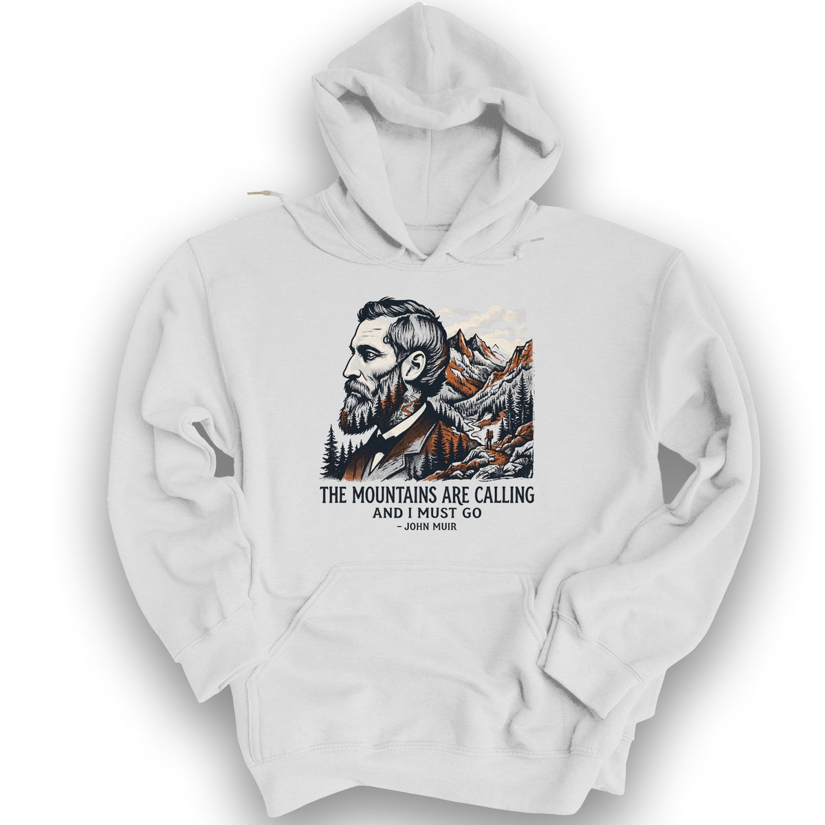 Mountains Calling John Muir Hoodie - White