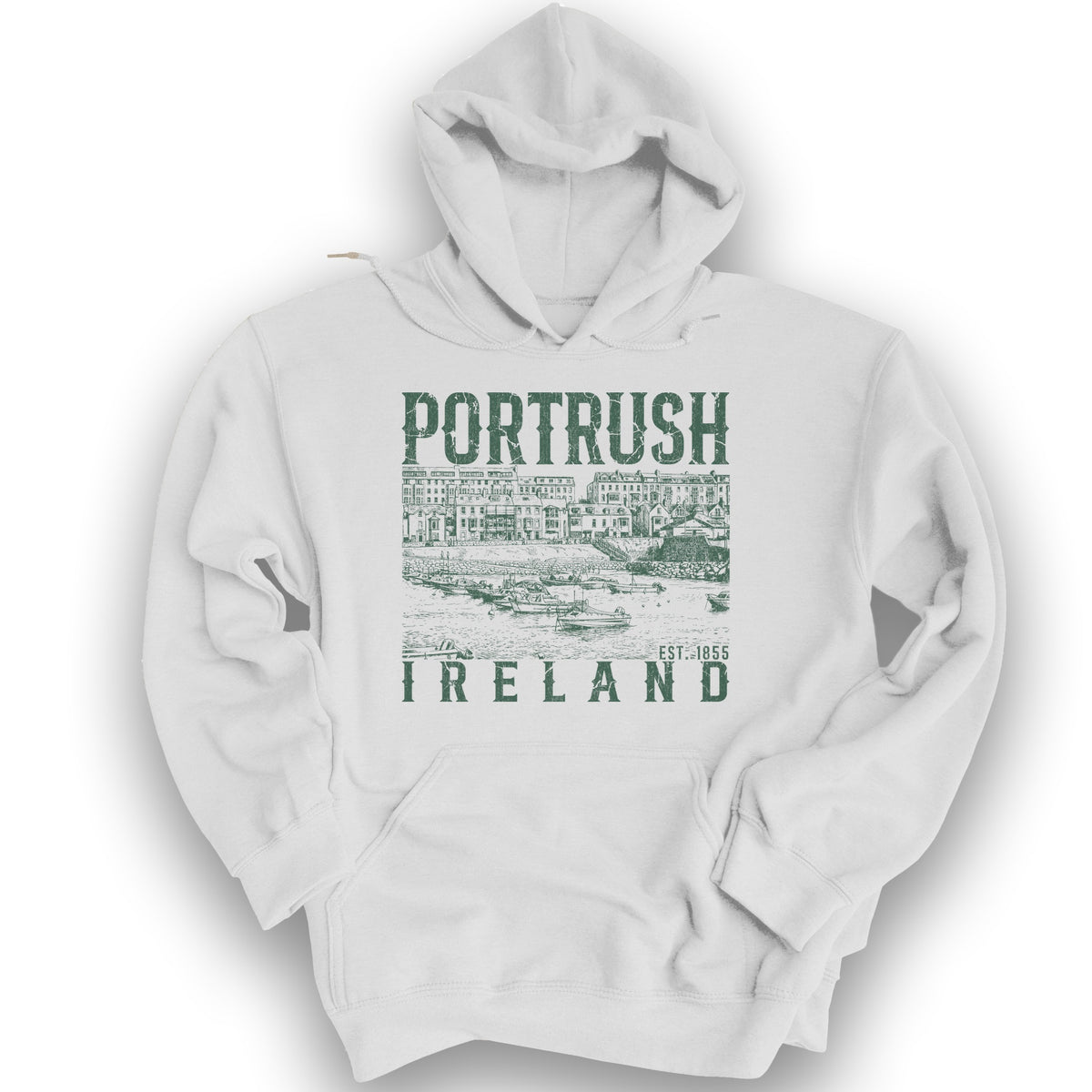 Portrush Ireland Sketch Hoodie - White
