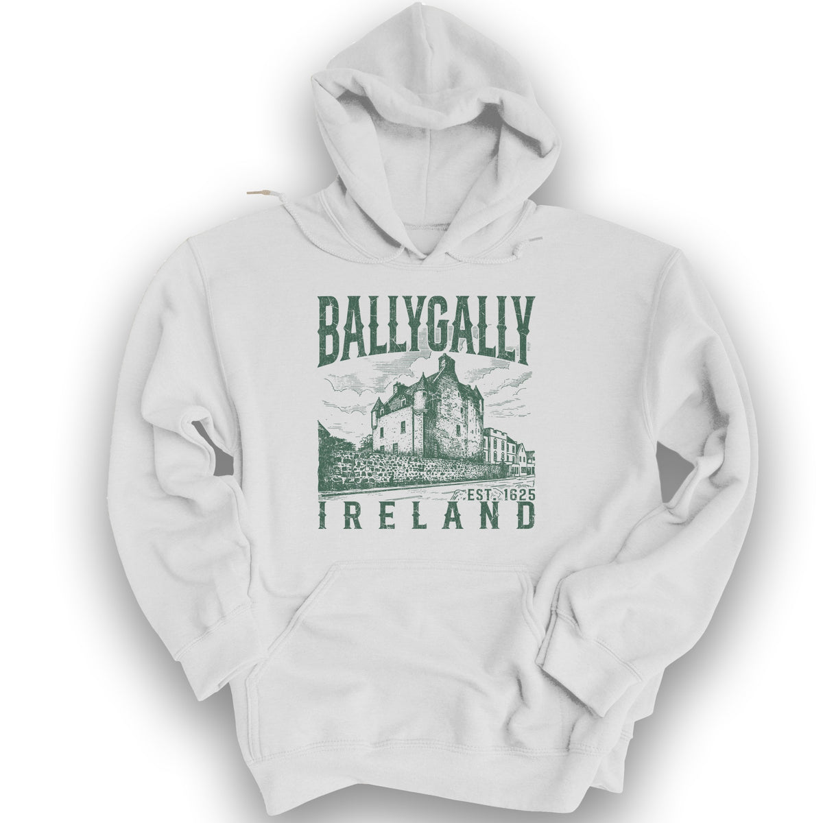 Ballygally Ireland Sketch Hoodie - White
