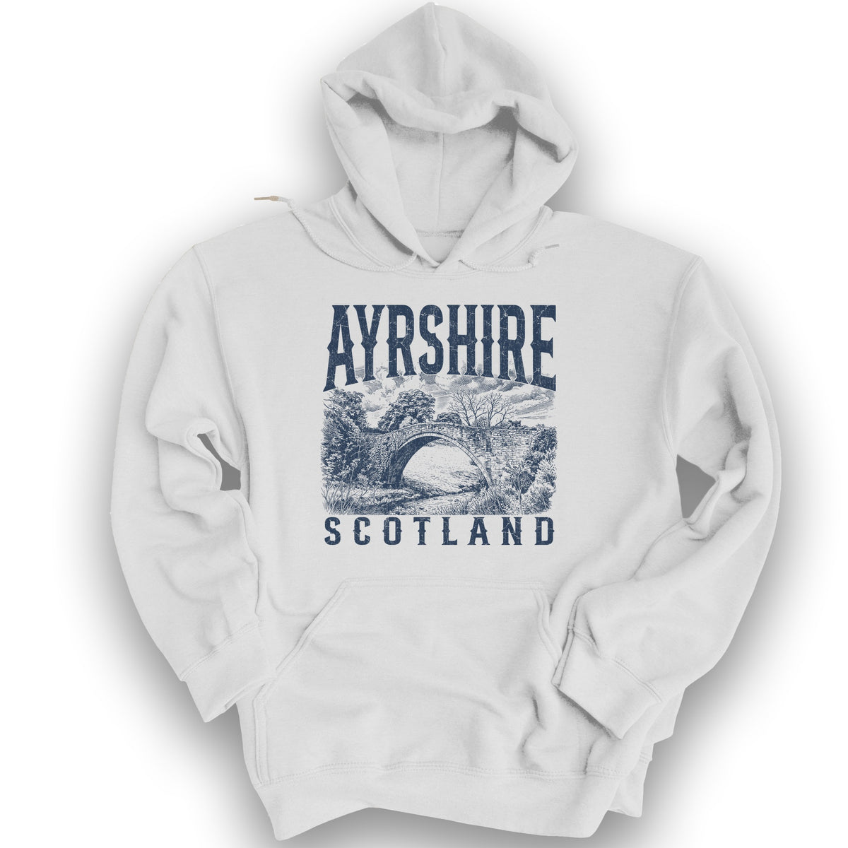 Ayrshire Scotland Sketch Hoodie - White