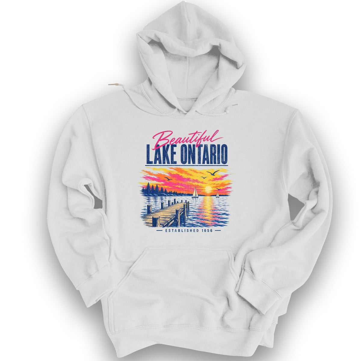 Lake Ontario Color Burst Hoodie - White