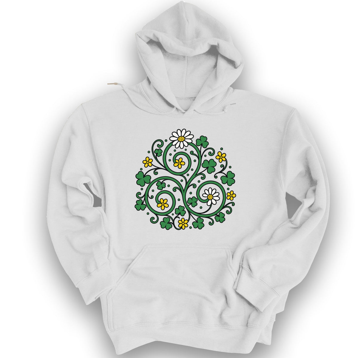 Celtic Shamrock Triskele Hoodie - White