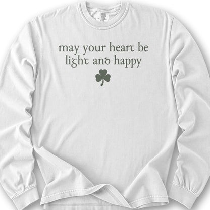 May Your Heart Be Light Long Sleeve Shirt - White